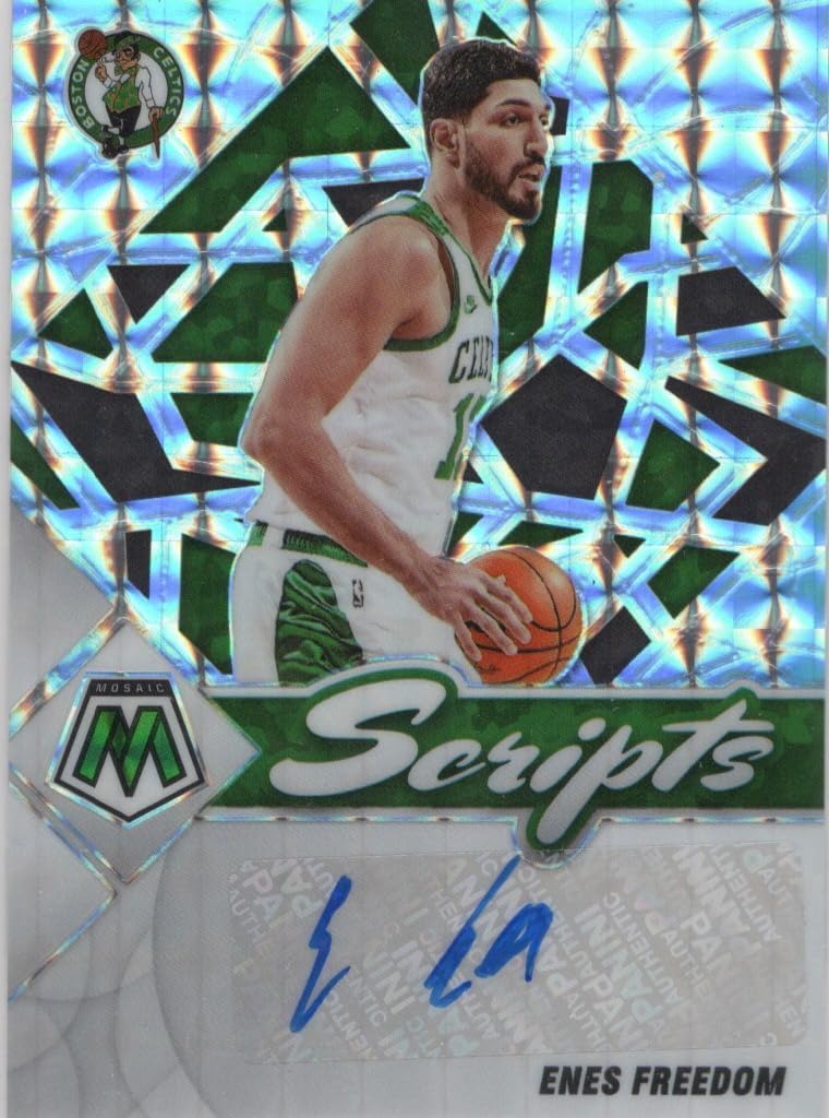 Enes Kanter Freedom Autographed Prizm Mosaic Scripts Collectible Basketball Card - 2022 Panini Mosaic Basketball Card #SC-EFD (Celtics)