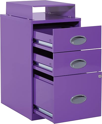 Miniatura 4 de OSP Home Furnishings - Archivador de metal con 3 cajones y estante superior, color morado
