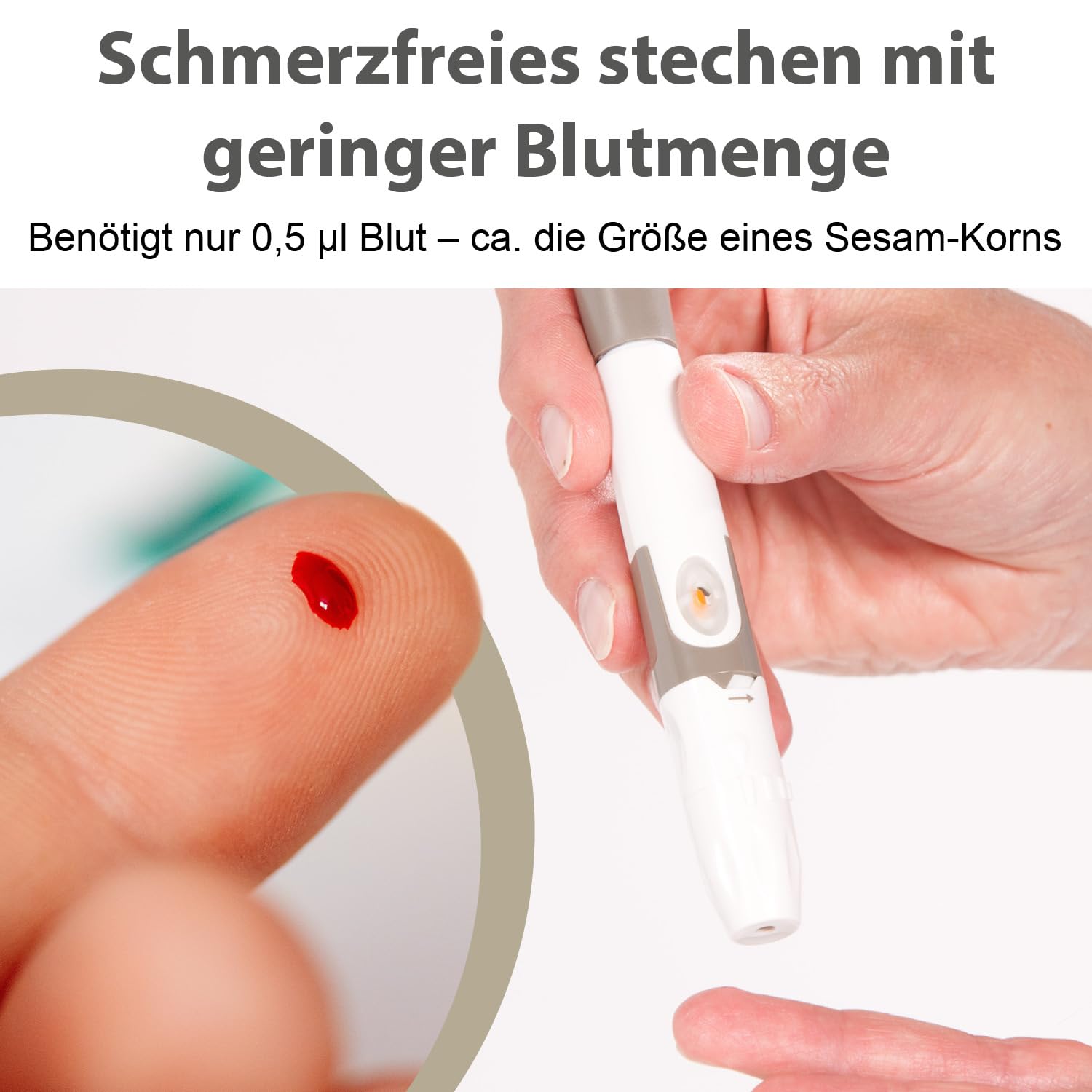 GlucoCheck GOLD Blutzuckermessgerät-Set (mg/dL) mit 60 Blutzuckerteststreifen, 10 Lanzetten, 1 Stechhilfe, 1 Etui, Sparset zur Blutzucker-Selbstkontrolle
