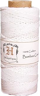 Hemptique 1mm Bamboo Cord - Crafters Number 1 Choice - Made with Love - Great for Jewelry Making, Macramé, DIY, Arts, Crafts & More - White