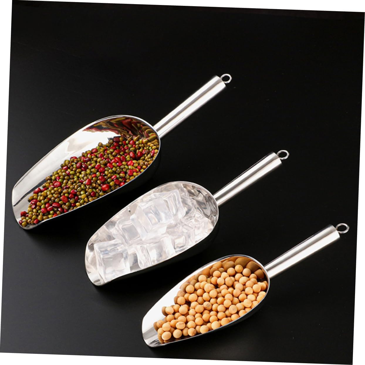 DECHOUS Multifunctional Stainless Steel Ice Cube Scoop and Tong Heavy Duty Food Scoop Clip for Ice Rice Beans Capacity Anti-fall Design
