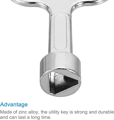 Miniatura 4 de PATIKIL Llave de enchufe triangular de 0.315 in y 0.354 in, 1 juego/2 piezas llave de medidor de agua a gas para ascensor puerta de elevación de