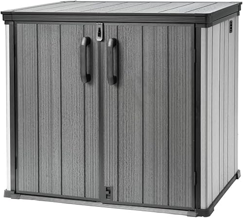 bimiti 物置 収納庫 屋外 防水 大型 幅73×奥行130×高さ117cm 倉庫 屋外収納 ガーデンストレージボックス ダストボックス 分別 ゴミ箱 カラス/猫除け ガーデン/庭/ベランダ 収納 大容量 おしゃれ