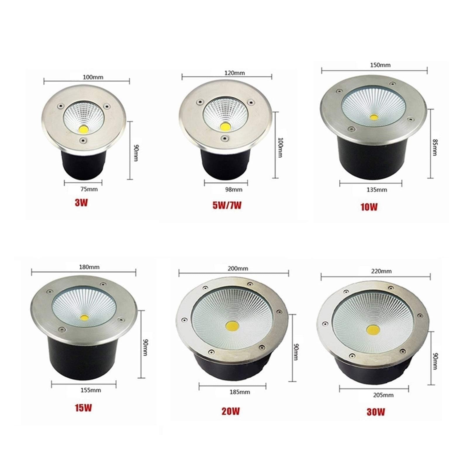 Oświetlenie krajobrazu - Lampa podłogowa COB, 85-265 V, wpuszczana na zewnątrz, wodoodporna IP65, okrągła, niskonapięciowa, przeciwodblaskowa, do ogrodu, miejsc i dziedzińców (ciepłe białe