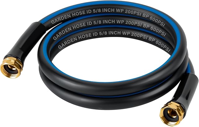 Short Garden Lead-in Hose 6ft X 5/8" Female to Female, 6 Feet Flexible Leader Water Hose with Swivel Handle, Heavy Duty Small Garden Water Hose for Outdoor Indoor