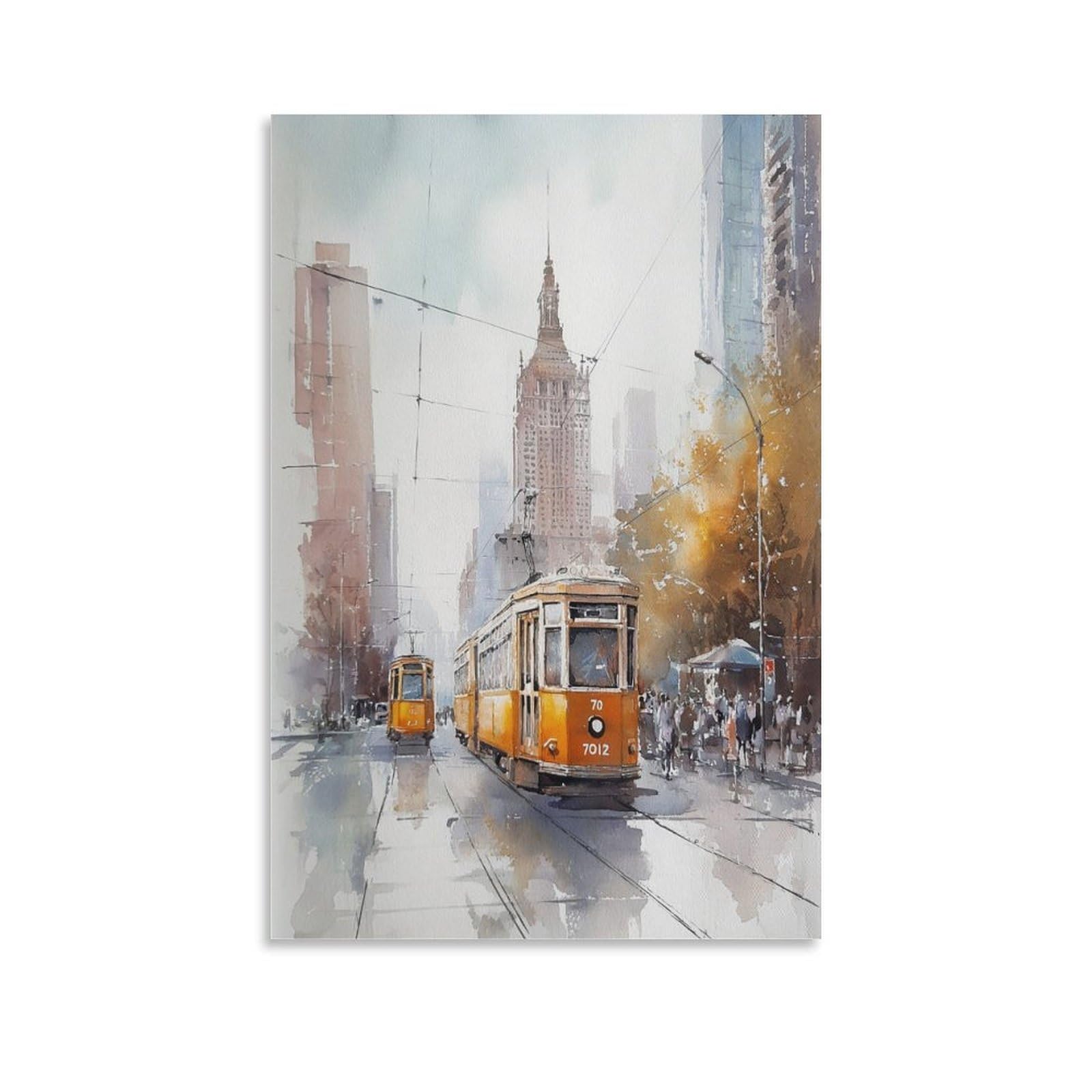 Watercolor 24x36inch(60x90cm) Vintage Travel Poster Watercolor Canvas Art