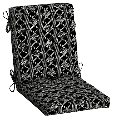 ARDEN Outdoor Dining Chair Cushion, 20 in x 20 in, Weather-Proof, Rain-Proof, Fade Resistant Patio Cushion for Patio, Dining, or Rocking Chairs 20 x 20, Black Global Stripe