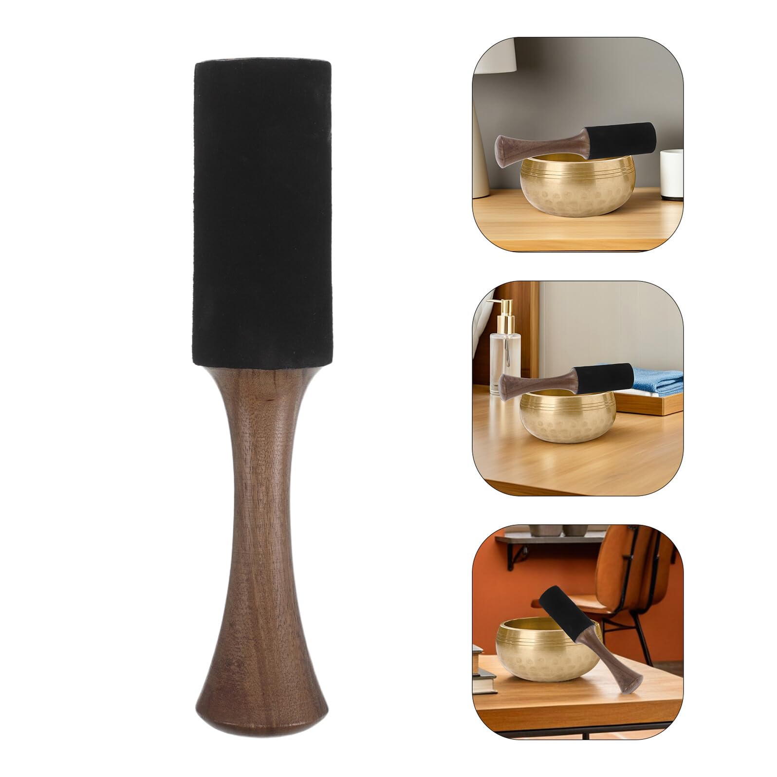 Maillet en Bois pour Bol Chantant Népalais, Bâton de Frappe pour Contemplation avec Manche en Bois, Accessoire pour Yoga et Relaxation Sonore