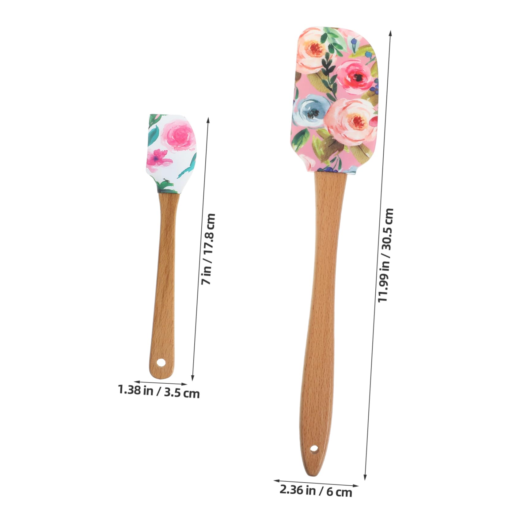 MAGICLULU 3 Set di Spatole da Forno in Silicone con Manico in Legno Spalma Crema per Torte Utensili da Cucina Antiaderenti per La Cottura al Forno 2 Pezzi * 3