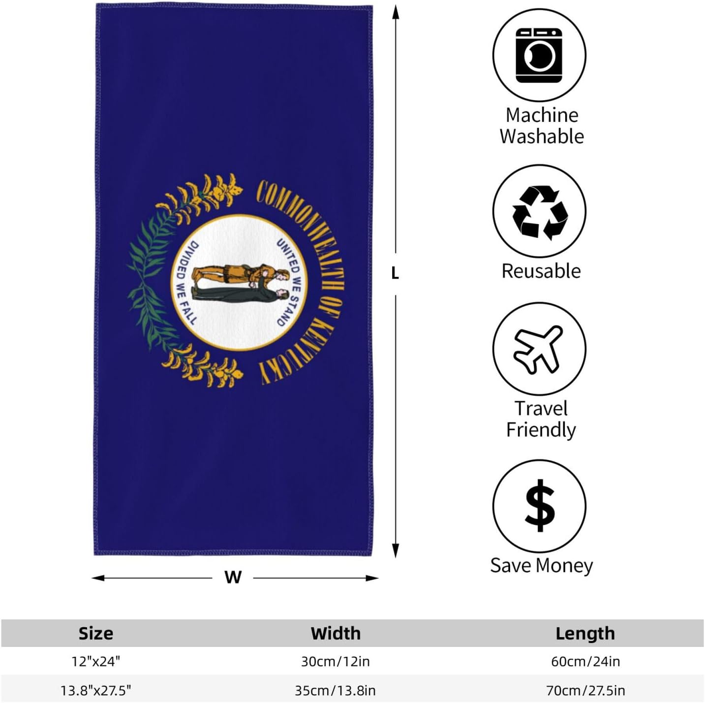 Kentucky State Flag Print Hand Towels for Kitchen, Decorative Bathroom Towels Decor Farmhouse Cute for Men Women Gifts