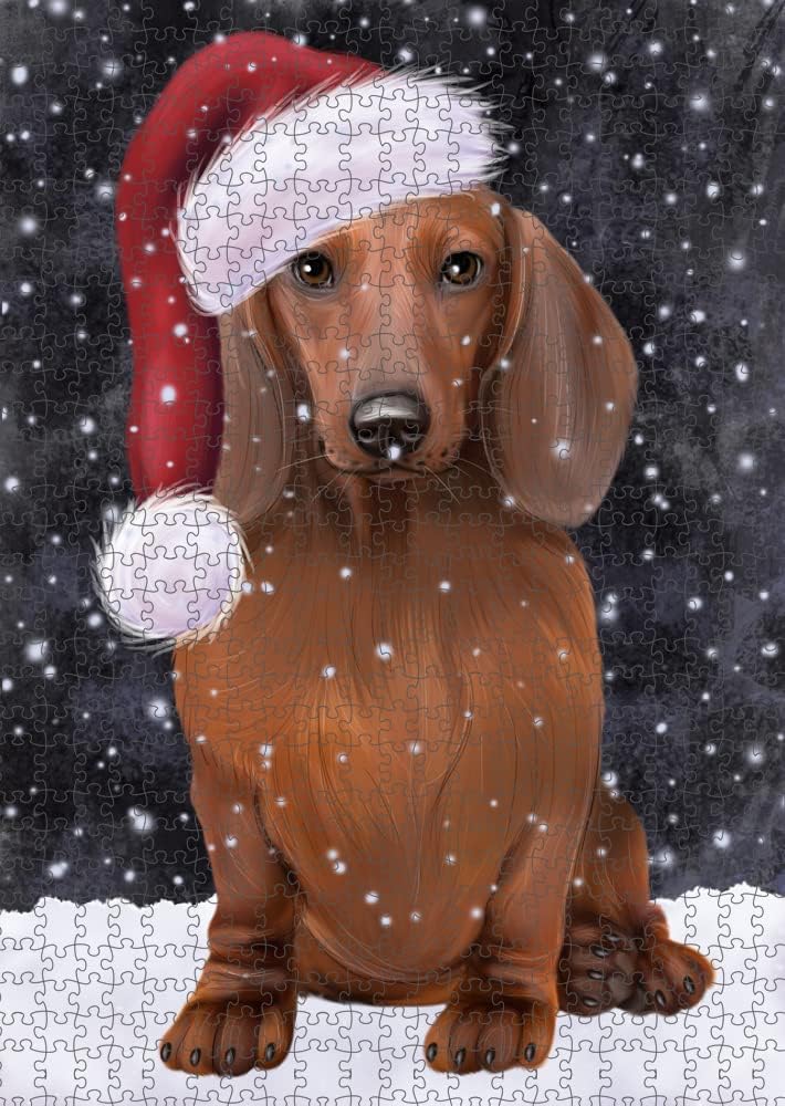 Let it Snow Dachshund Dog Jigsaw Puzzle for Adults - Animal Printed Interlocking Puzzle Game Artwork - Gift for Dog Lover's -1000 Pcs 29.5"x19.7", PZLE62545