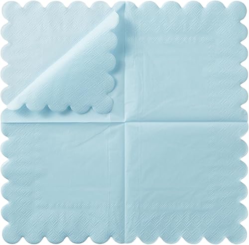 Miniatura 109 de Paquete de 100 servilletas de cóctel de 2 capas con bordes festoneados plegadas de 5 x 5 pulgadas, servilletas desechables para cena, boda, fiesta