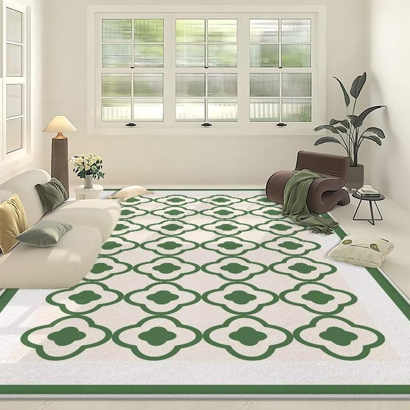 Tapis de couloir au design floral vert herbe pour une entrée raffinée