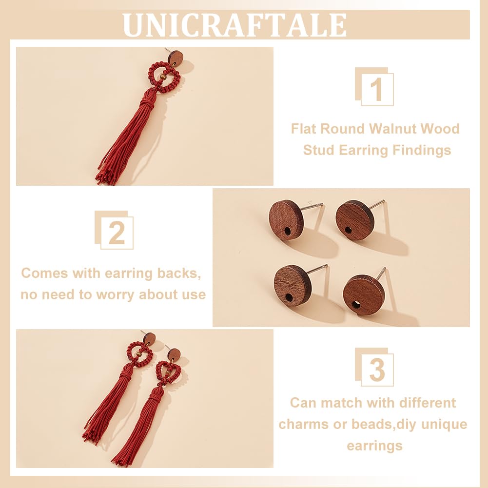 Cupimatch Orecchini Uomo Legno a Bottone(3 Paia),Set Fake Plug Cerchio 12mm Ipoallergenici Albero della Vita Testa di Leone-Orecchino Unisex Colore Marrone