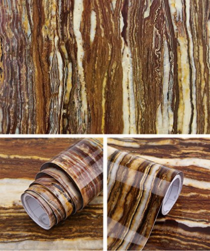 Self Adhesive Gloss Marble Granite Look Contact Paper Film Vinyl Peel-Stik Counter Top Kitchen DIY Bathroom Wallpaper (24 by 117 Inches) - Thumbnail 2