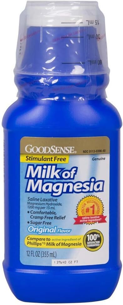 GoodSense Milk of Magnesia Original, Saline Liquid Laxative for Constipation Relief, 12 oz