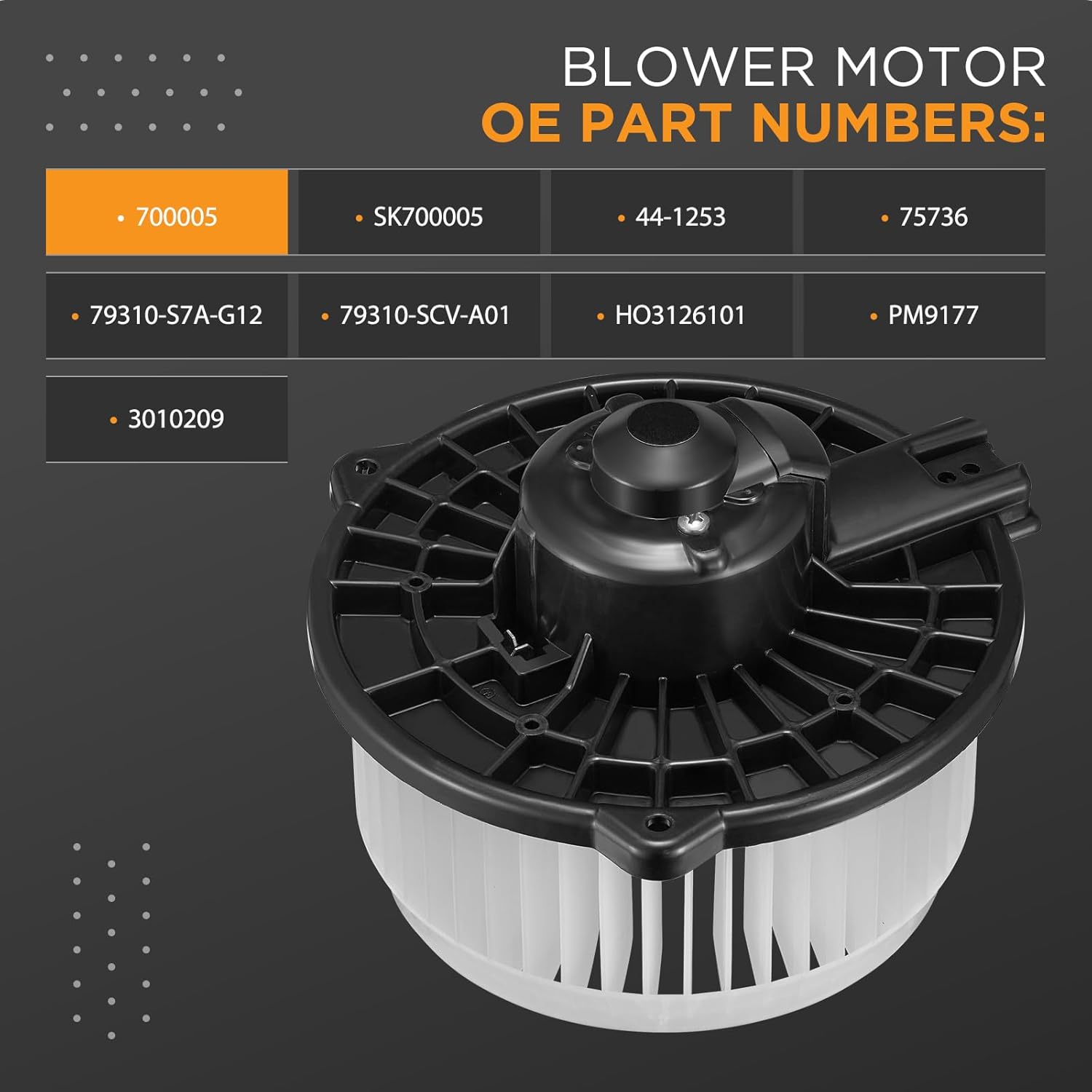 HVAC Blower Motor 700005 Compatible with Honda 01-05 Civic, 02-06 CR-V, 03-11 Element, Heater Blower for SK700005 3010209 75736 HO3126101 PM9177 A/C Blower Motor Assembly