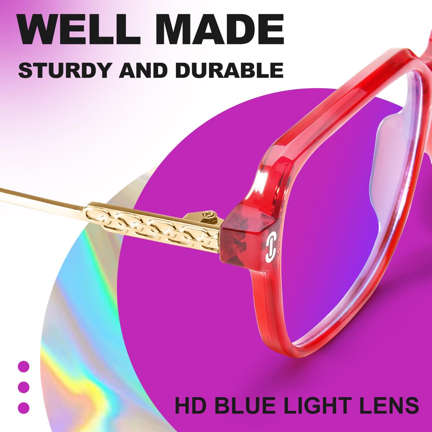 VISOONE Oversized Blue Light Blocking Glasses with Chic Square TR90 Frame and Metal Temple for Women Men REMY - Image 4