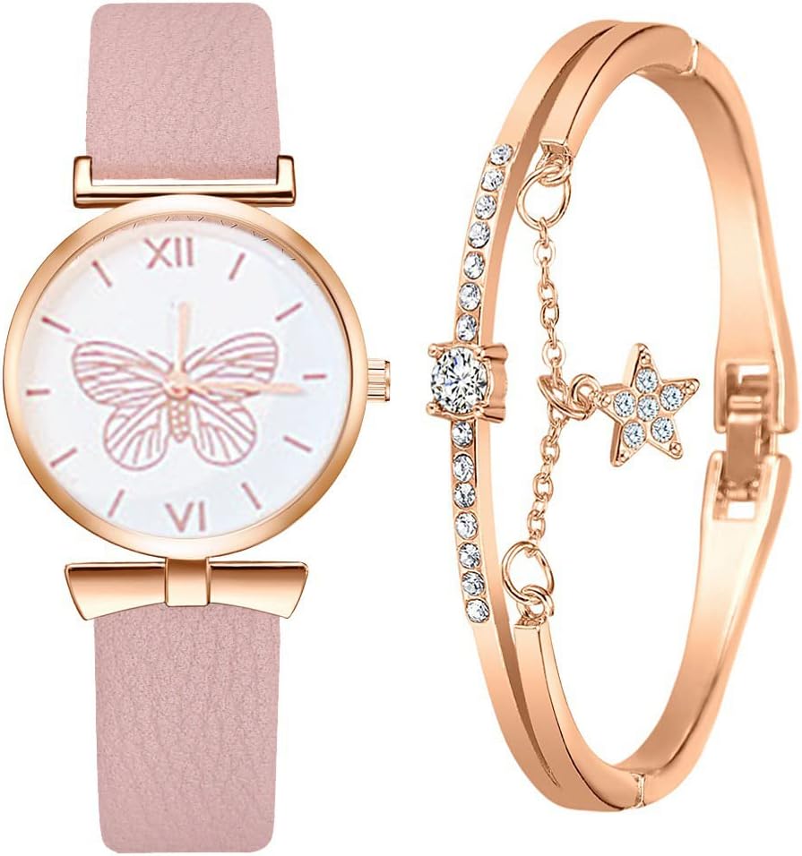 Women Watches and Bracelet Set Elegant Ladies Dress Watch Set Stylish Wrist Watches Wristwatches Jewelry Gifts Set