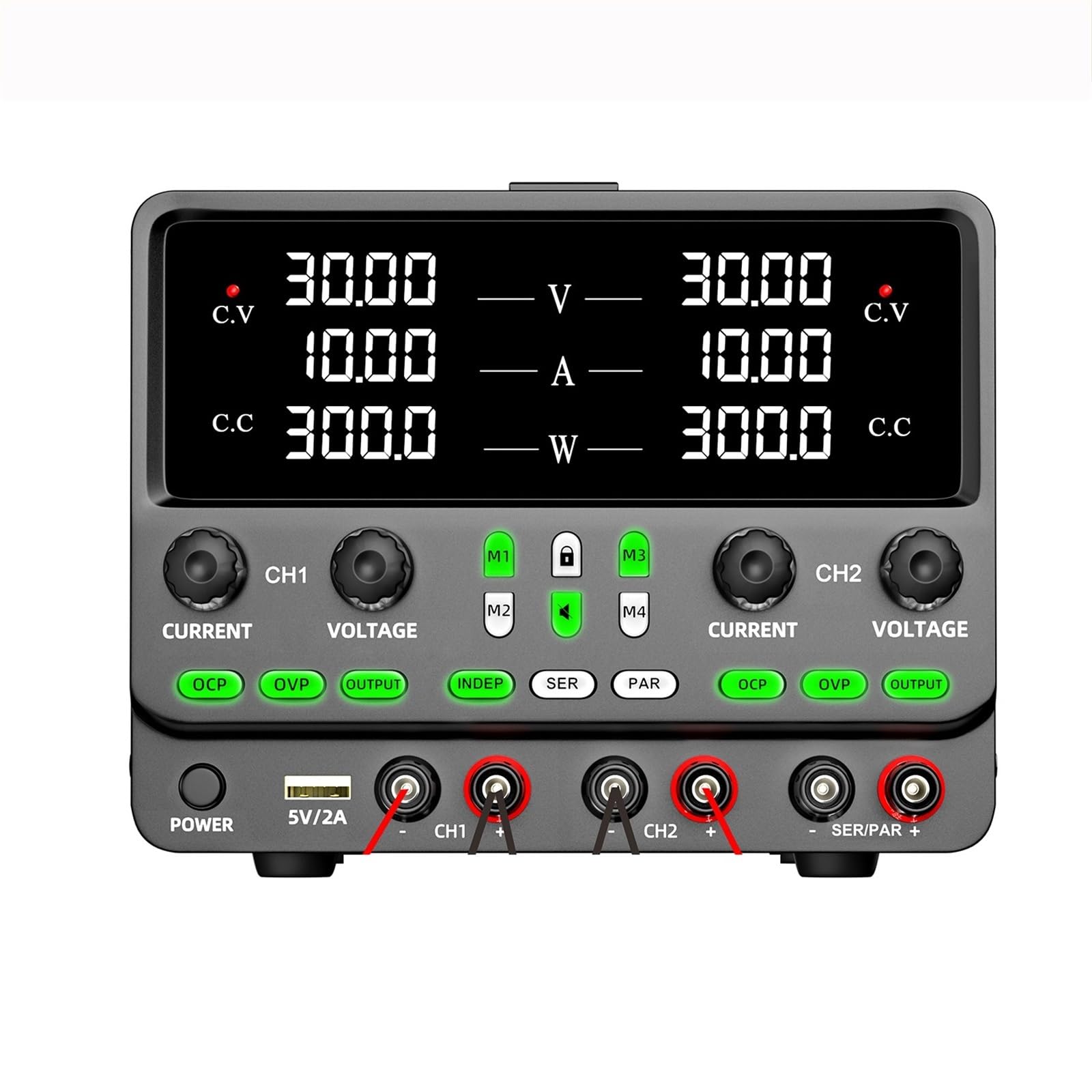 Alimentation Laboratoire, Alimentation double canal réglable à courant continu avec connexion 4 en 1 et fonctions parallèles
