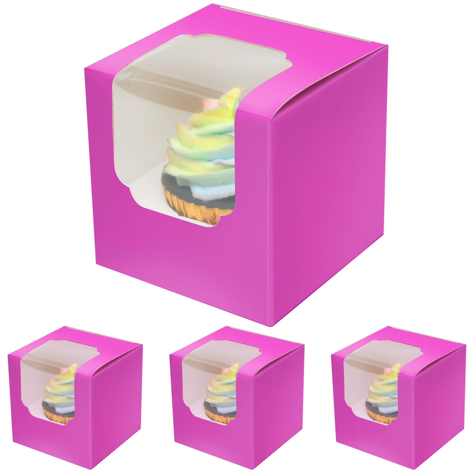 Gcardist Roland Cupcake Boxes Individual Cupcake Container 15Pcs 8.9x8.9x8.9cm Auto-Pop up Single Cupcake Boxes (15 Boxes+15 Inserts,3.5"x 3.5"x 3.5")