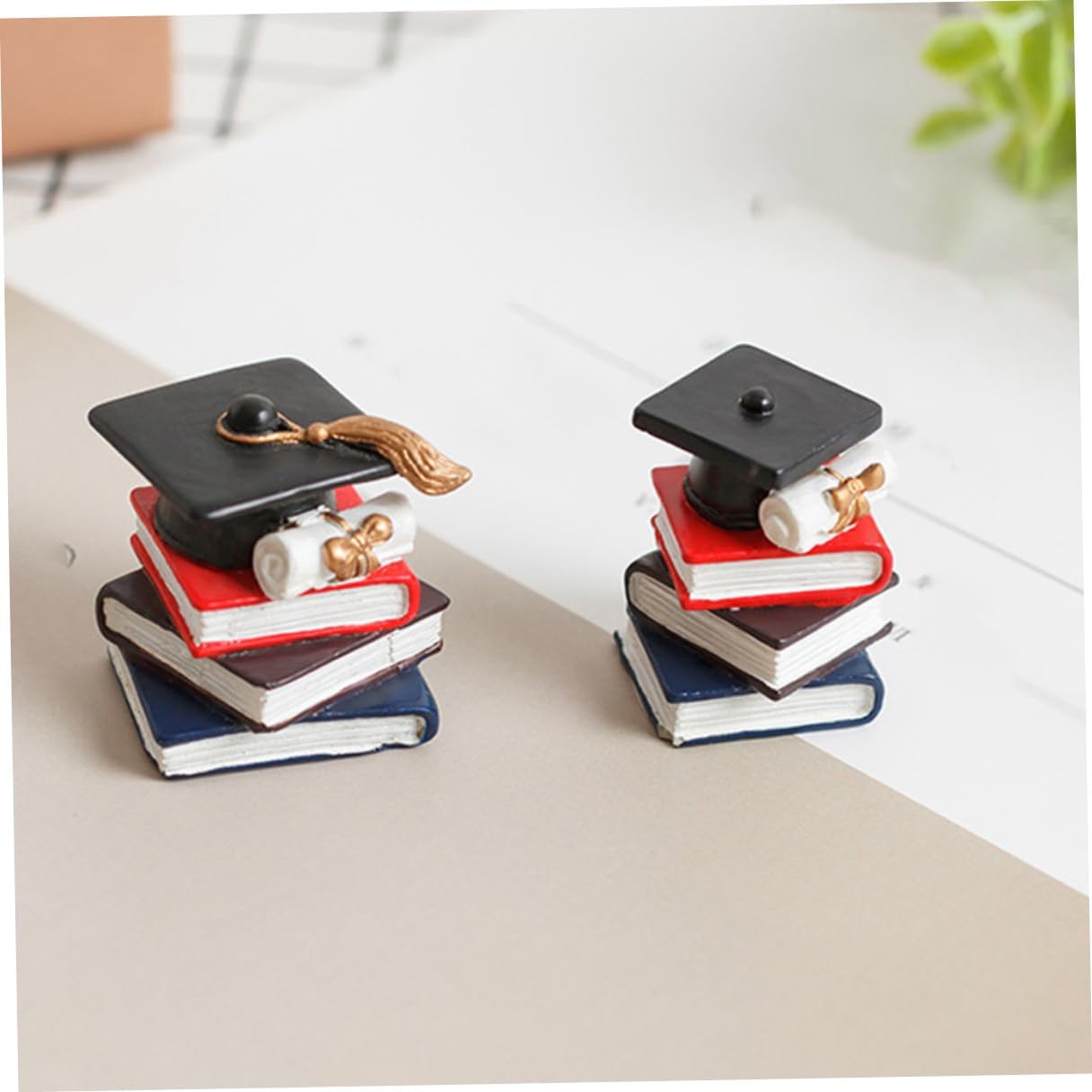 3pcs Graduation Cap and Book Cake Toppers for Graduation 2024, Non-edible Dessert Picks Party Decorations for Graduate Celebration