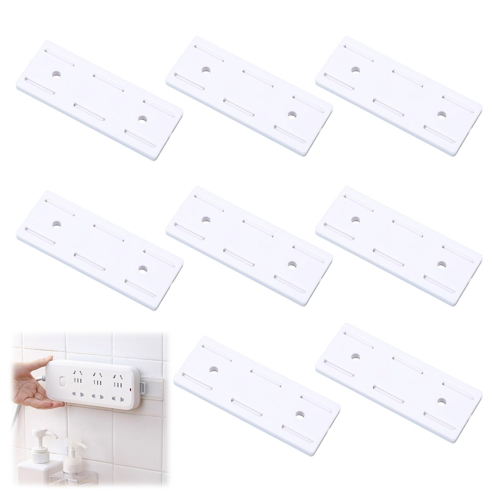 Adhesive Punch-Free Socket Holder 8PCS Self Adhesive Socket Holder No Glue Punching Power Strip Holder for Socket Router Wall Desktop in Home Kitchen Office