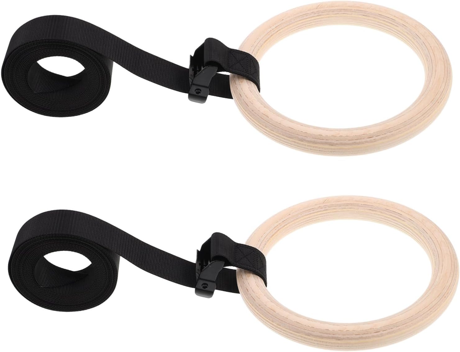POPETPOP Wooden Gymnastics Rings with Adjustable Straps Versatile Fitness Equipment for Bodyweight Training Home Workouts and Strength Conditioning Durable Design for Enhanced Performance