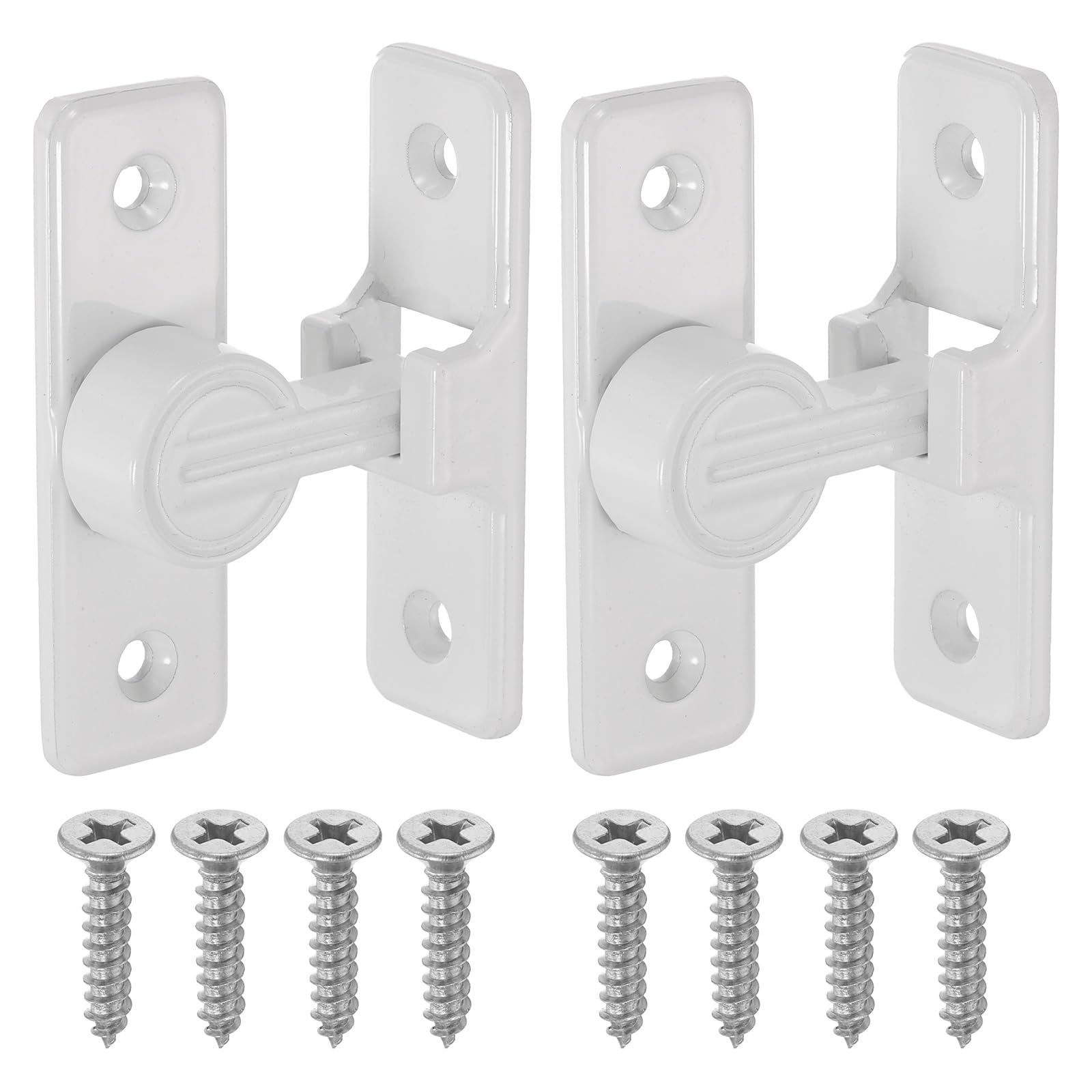 sourcing map 2Pcs Barn Door Lock, 90 Degree Flip Barn Door Lock for Single Hinged & Sliding Doors, Zinc Alloy Sliding Security Latch with Screws for Garden Bathroom Garage, White