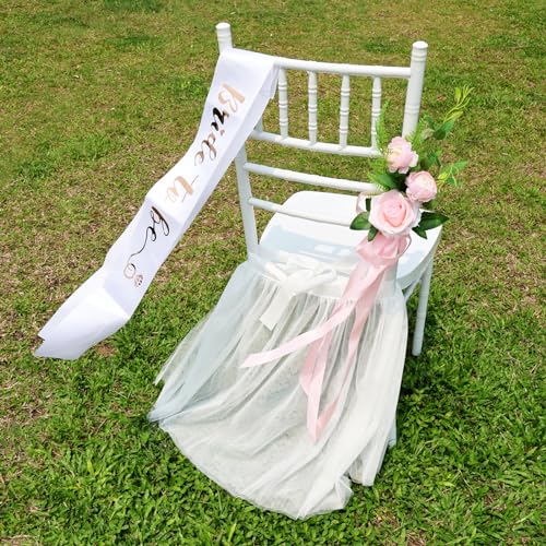 Falda de silla de tul blanco esponjosa para eventos y bodas 8