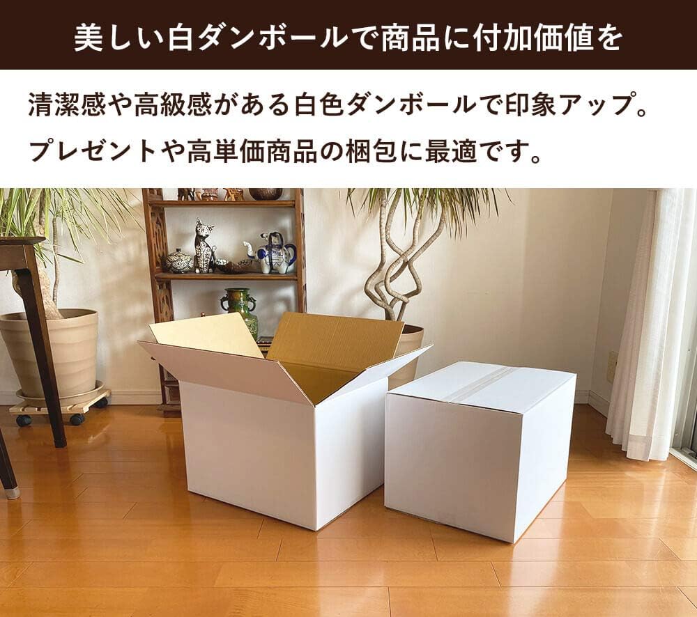 Amazon Co Jp ボックスバンク ダンボール 段ボール箱 1サイズ 白 10枚セット 引越し 収納 Fw05 0010 A 文房具 オフィス用品
