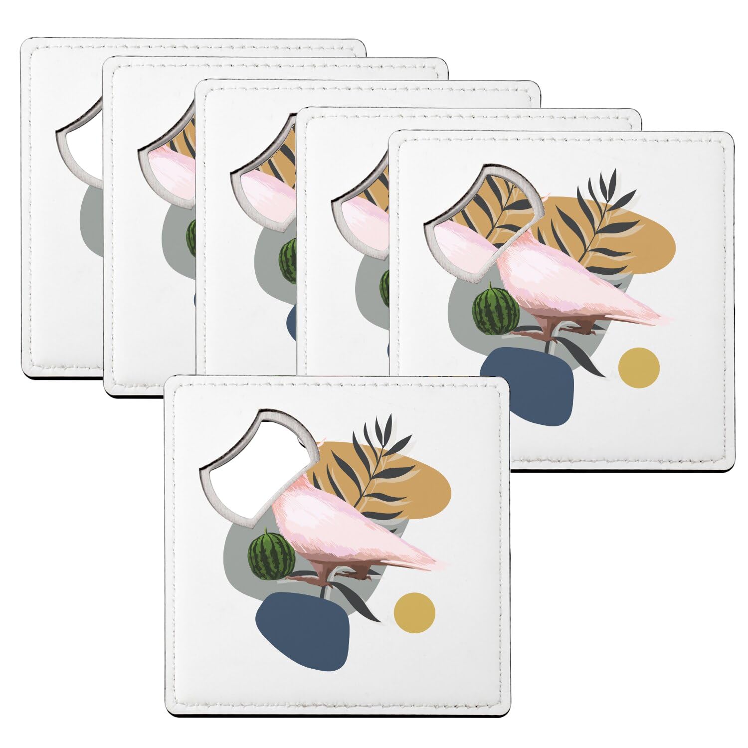 Sous verre décapsuleur cacatoès exotique : dessous de verre jungle 92mm