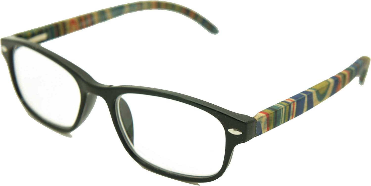 NEW ColorViper Real Tree Bamboo wood Temples Reading Glasses (2981 shiny black/wood temple, 2.25)