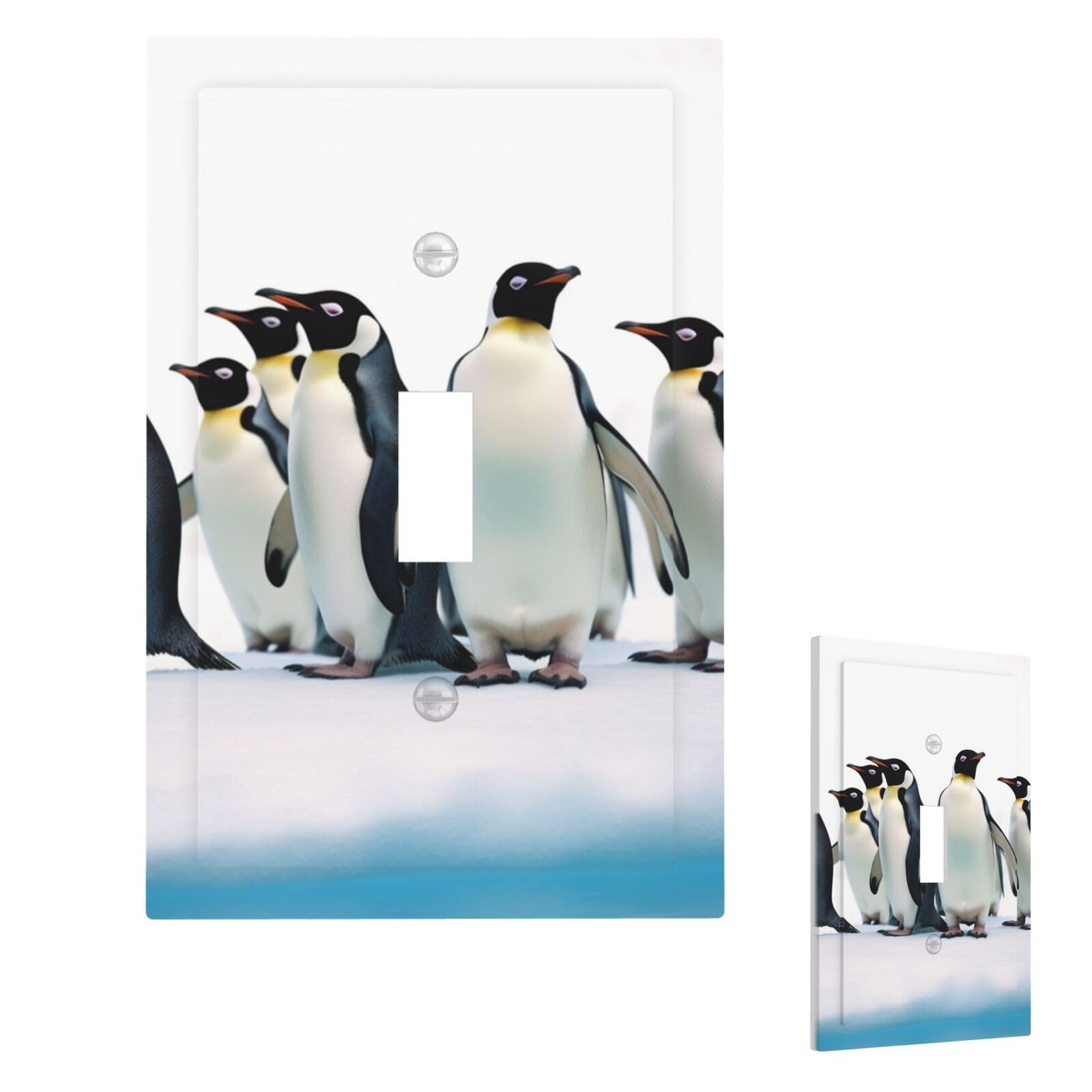 Penguins Wall Plate Cover Modern Decorative 1 Gang Light Switch Cover Unbreakable Receptacle Outlet Covers For Living Room Bedroom Home Decor Single Toggle