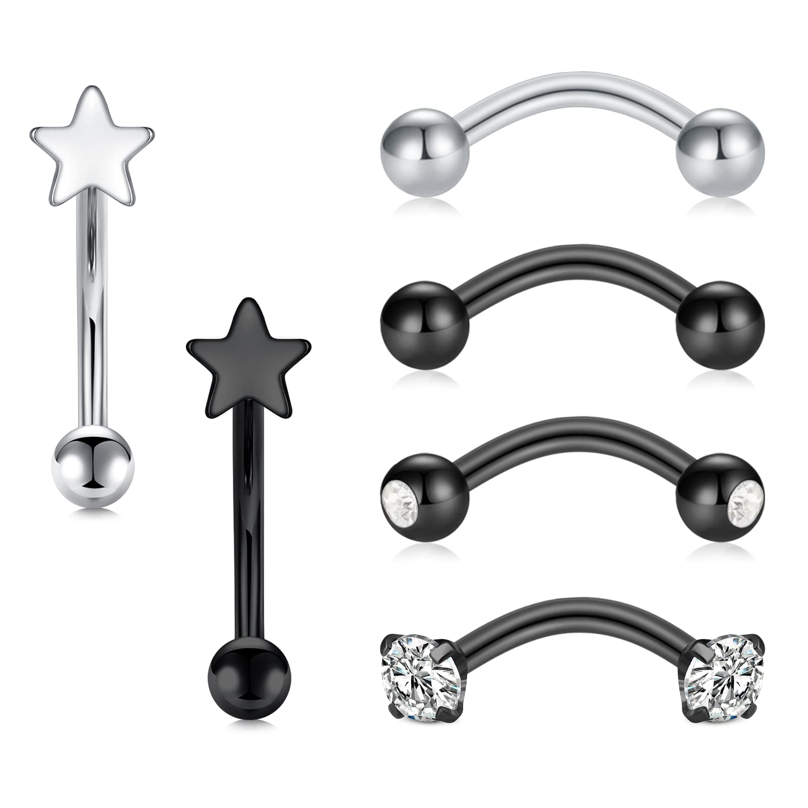 LAURITAMI 1,2 mm Rook Piercing zakrzywiony pręt 16 g stal nierdzewna 8 mm sztanga kolczyk brwi biżuteria banan kolczyk