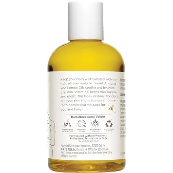 Burt's Bees Mama Body Oil with Vitamin E, 100% Natural Origin, 4 Fluid Ounces