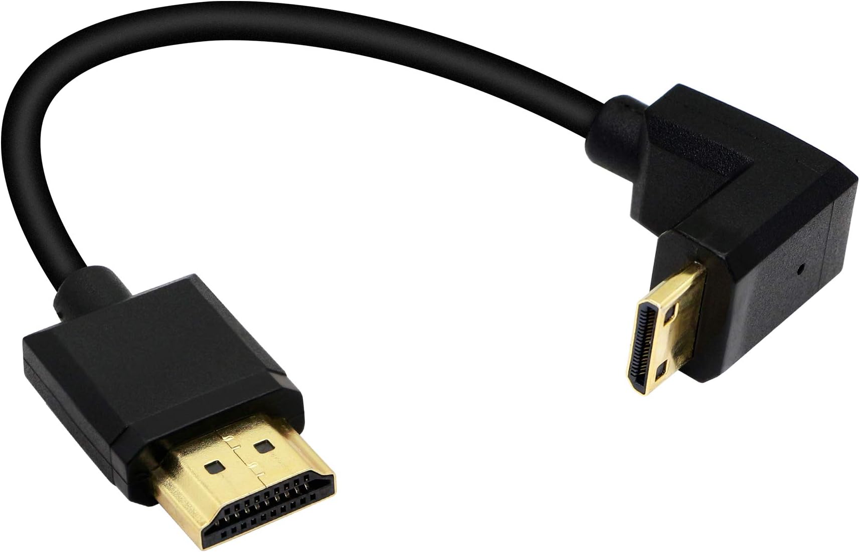 PNGKNYOCN15CM Mini HDMI to HDMI Short Cable, 90 Degree Downward Angle High Speed Mini HDMI Male to HDMI 2.0 Male Adapter Support 4k@60HZ YOUCHENG, for Raspberry Pi, Tablet, Camera Etc (Down)