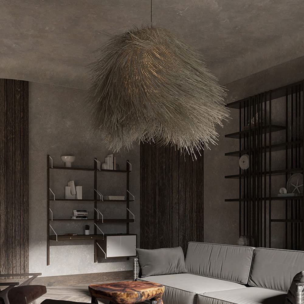 Grande Lampadario Unico In Stile Retrò Boho, Rustica Rattan