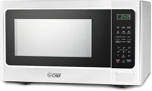 COMMERCIAL CHEF Microondas de 1.3 pies cúbicos con 10 niveles de potencia, microondas con cerradura de puerta de botón, microondas de encimera de