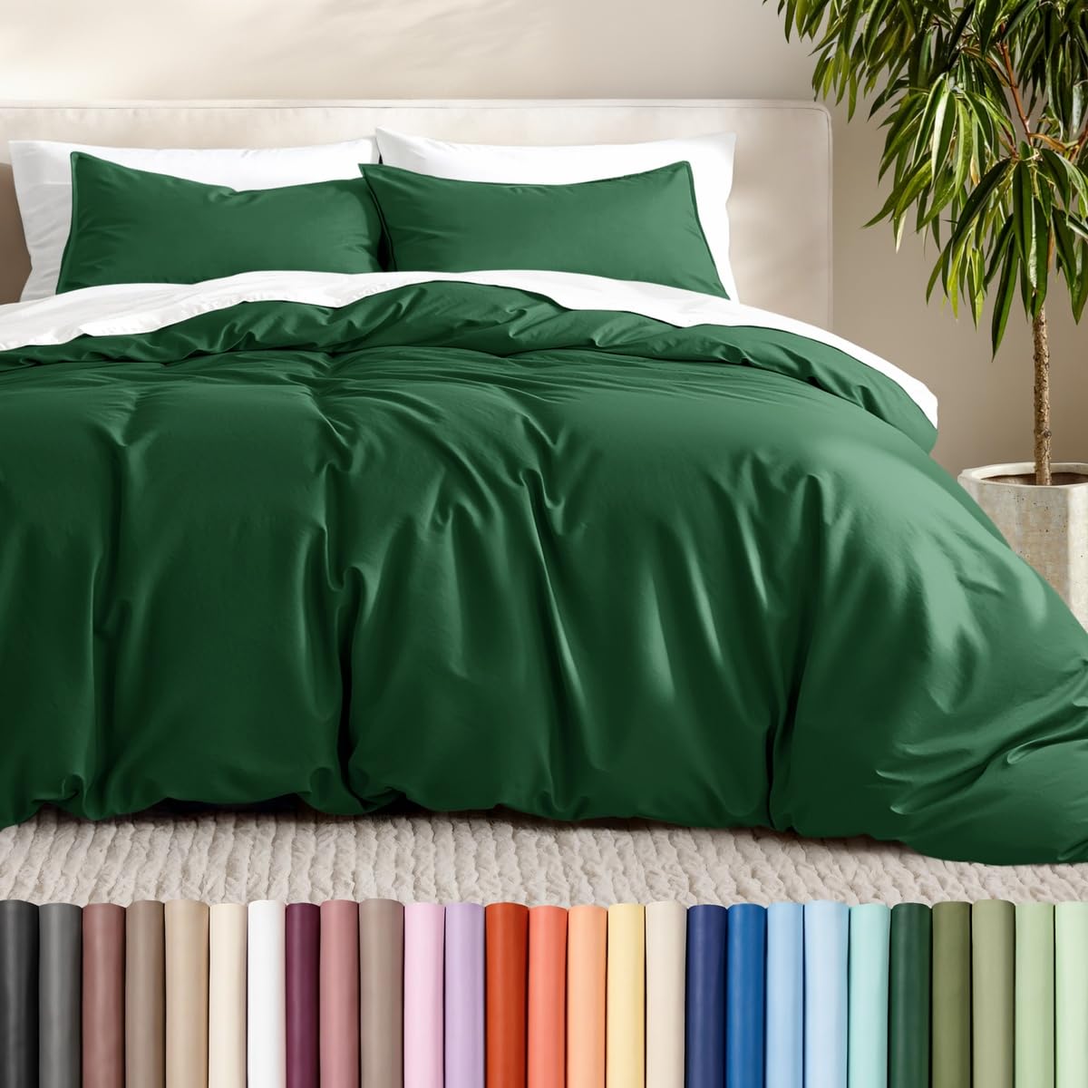 Bare Home Duvet Cover Set 1800 Ultra-Soft (California King, Forest Green) — image 1
