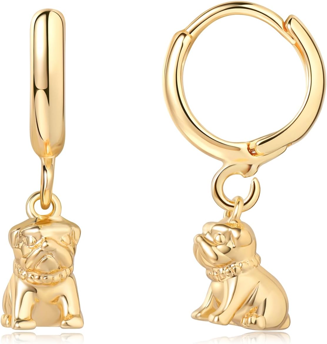 Gold Dangle Drop Huggie Hoop Pendant Earrings with Dainty Small Charms for Women