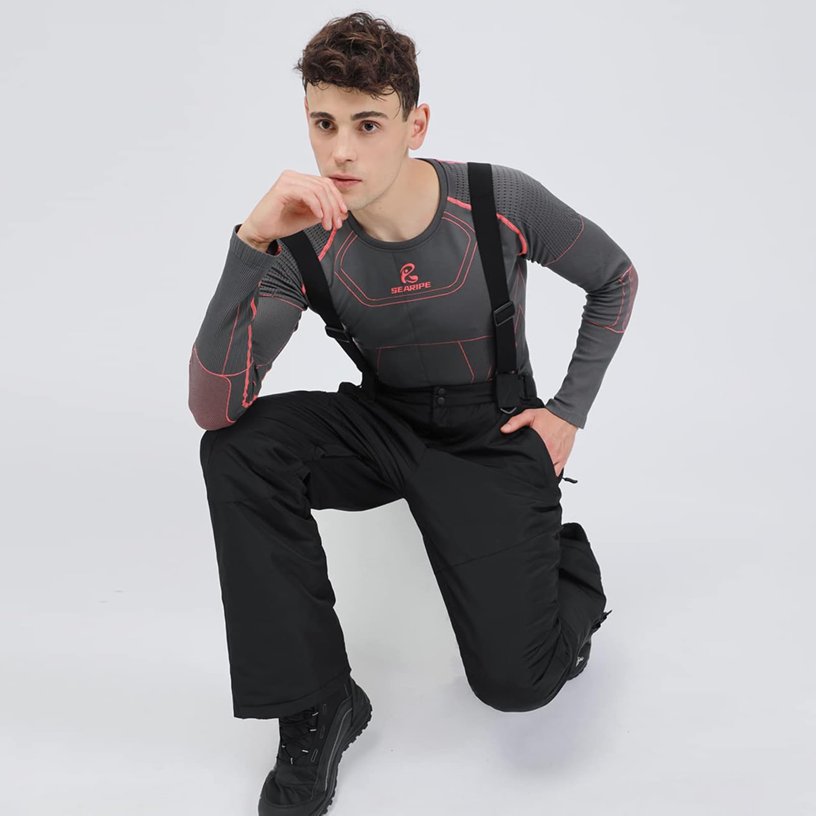 ALSOGO Pantalons de Ski pour Hommes Imperméables et Coupe - Vent Pantalons de Neige Pantalons Extérieurs Bretelles Amovibles Bavoir de Snowboard