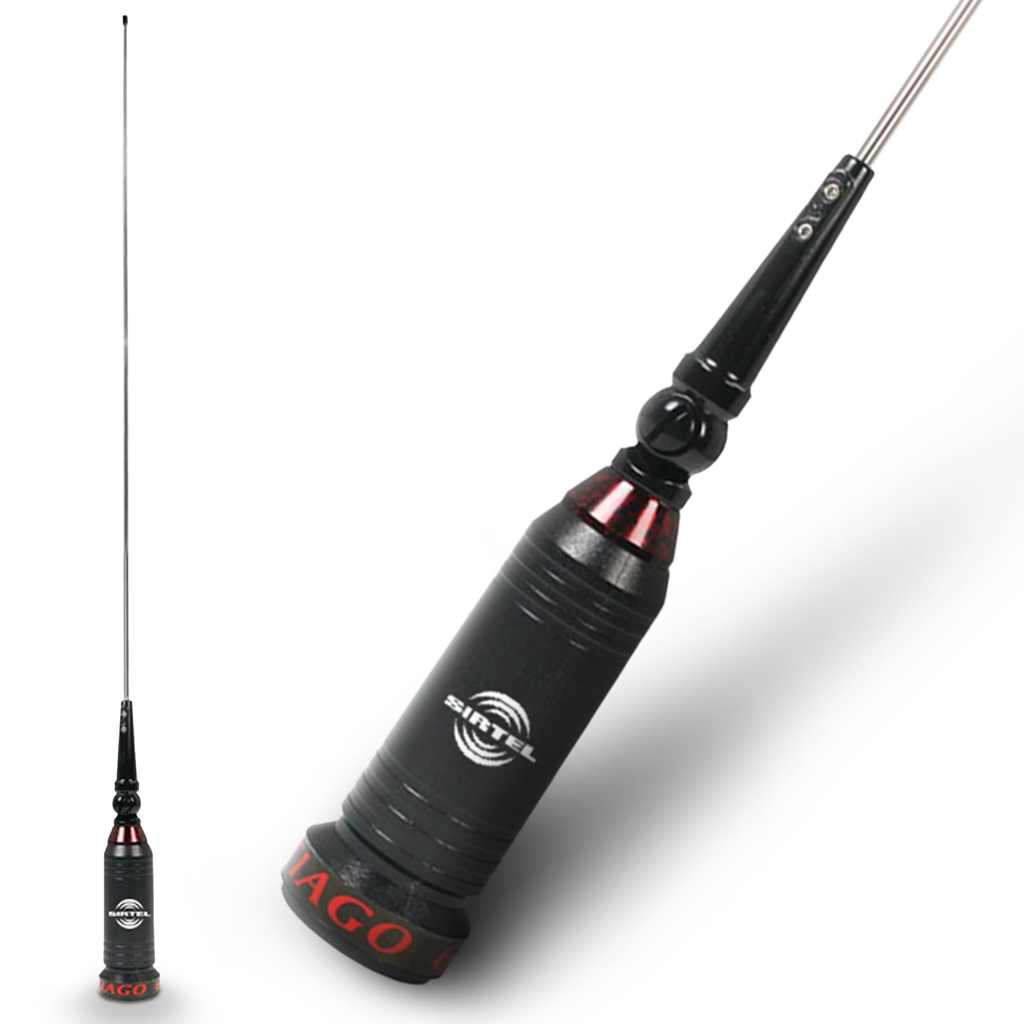 Santiago 600-RA Solo Radiante sin Cable RG y Base | 155 cm | Antenas moviles CB 27 MHz | 5/8 Onda | Varilla Acero-Inoxidable | Sistema de Rotula 90º
