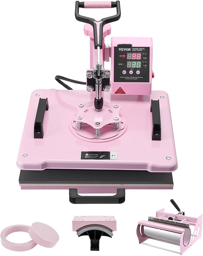 Prensa Térmica Happybuy 12x15 pulgadas, 5 en 1, Rosa miniatura 9