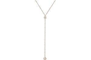 Double Layered CZ Teardrop Rose Gold Lariat Necklace