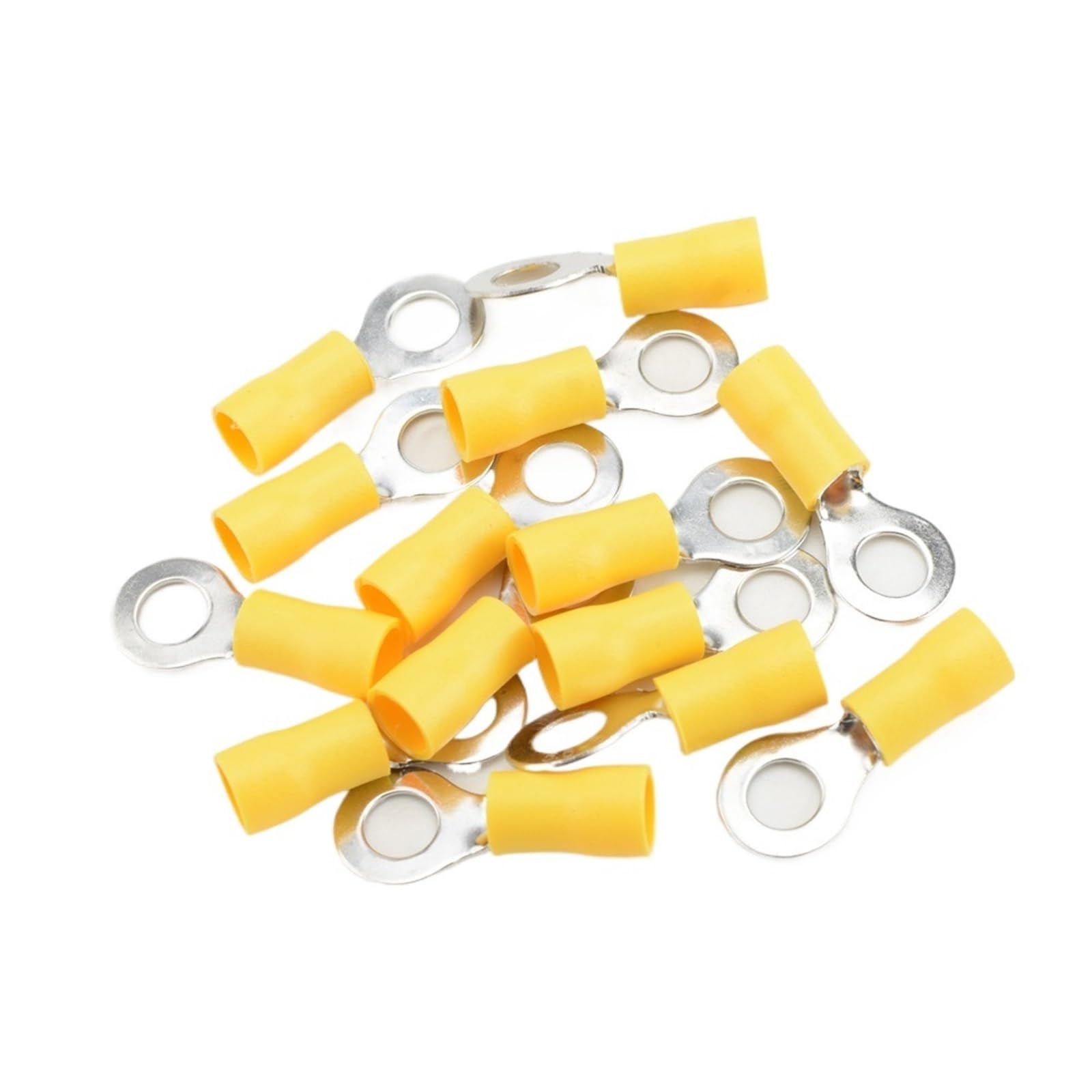 Cqahdsevf Rv5.5-6 Yellow 50Pcs Electrical Ring Terminals, 100Pcs Multicolor Insulated Ring Crimp Terminals 22-16Awg For Auto Motorcycle Marine(Rv5.5-6 Yellow 50Pcs)