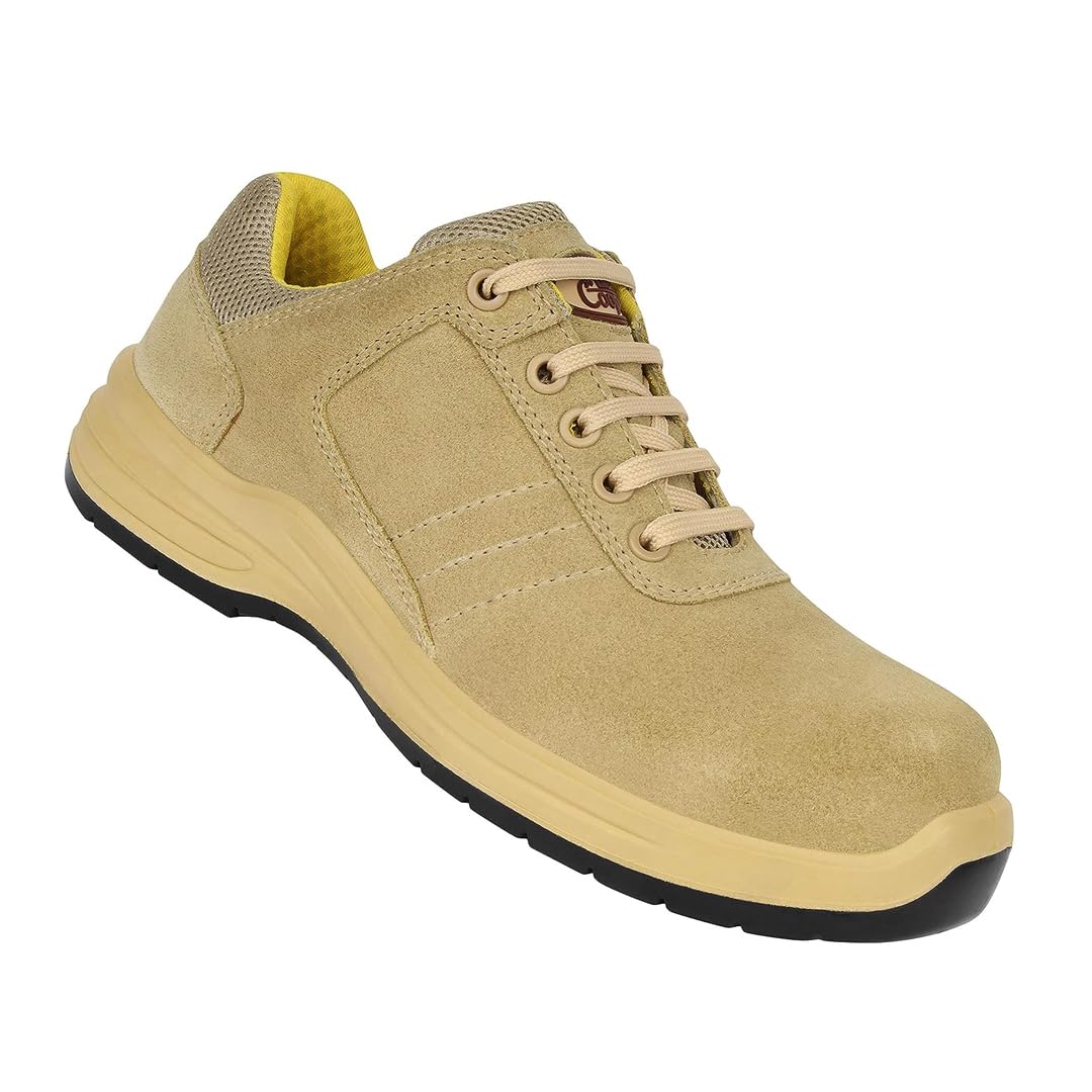 Allen Cooper AC-1581 Safety Shoe Sporty Design - C.T Buff Suede Leather - PU-D.D, D.C, Low Ankle (Camel, UK 9)-image-48