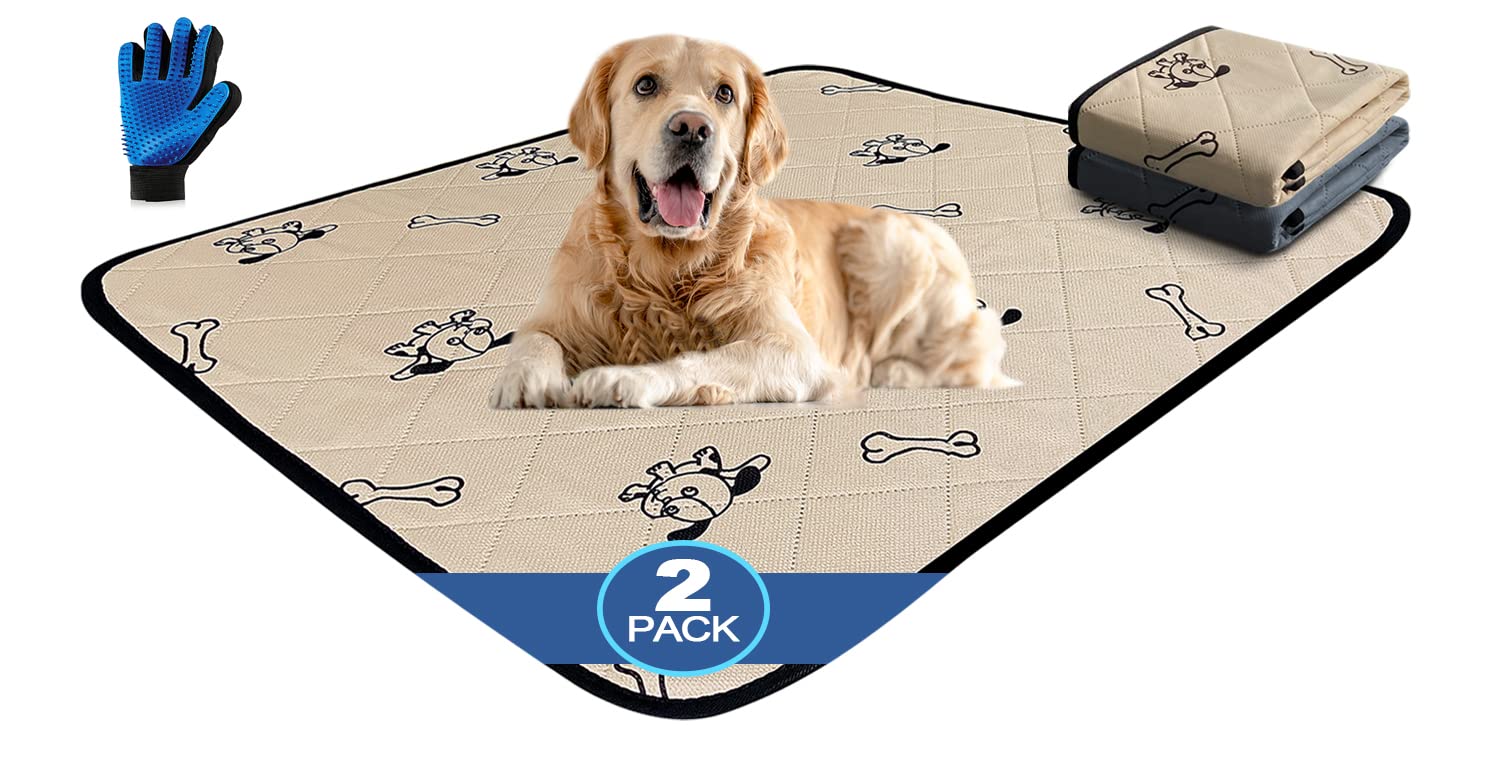Bulubaky Reusable Washable Dog Pee Pads , 24x24 inch Non Slip Puppy Pet Dog Training Pads with Great Urine Absorption, Waterproof Whelping Pads for Dog Bed Mat (36*41-2 Pack)
