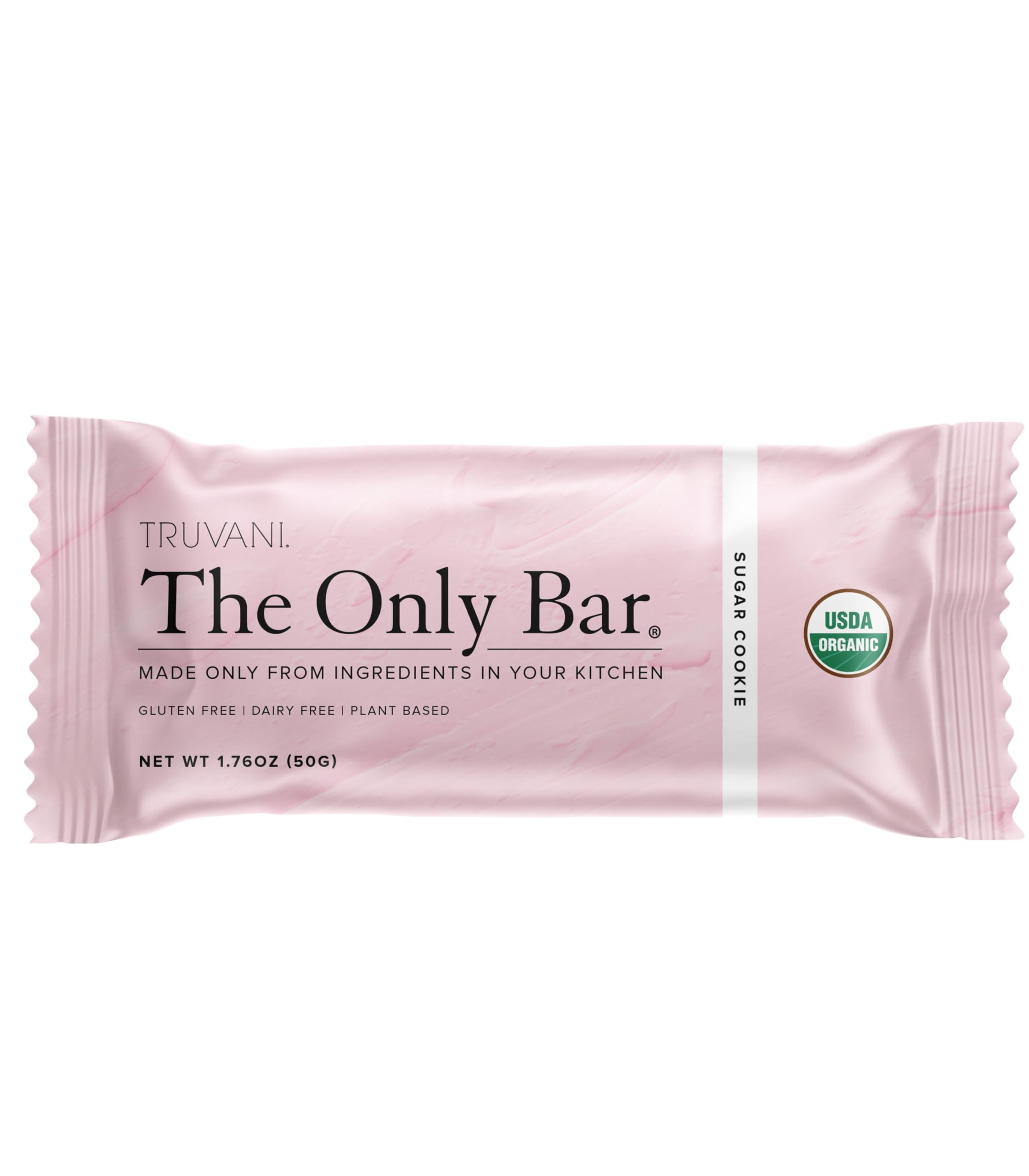 Truvani Plant Based Snack Bars | Sugar Cookie 1 Pack | 6g Protein | USDA Organic and Vegan | The Only Bar | Dairy, Soy, and Gluten Free | Individually Wrapped