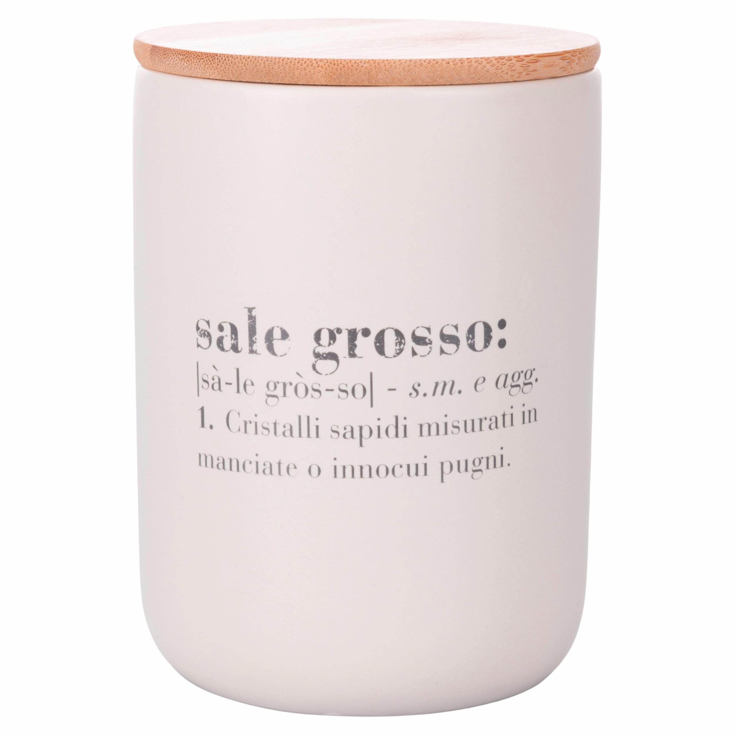 Barattolo Sale Fino Villa D'Este In Ceramica - 700 Ml Con Coperchio In Bamb&ugrave;